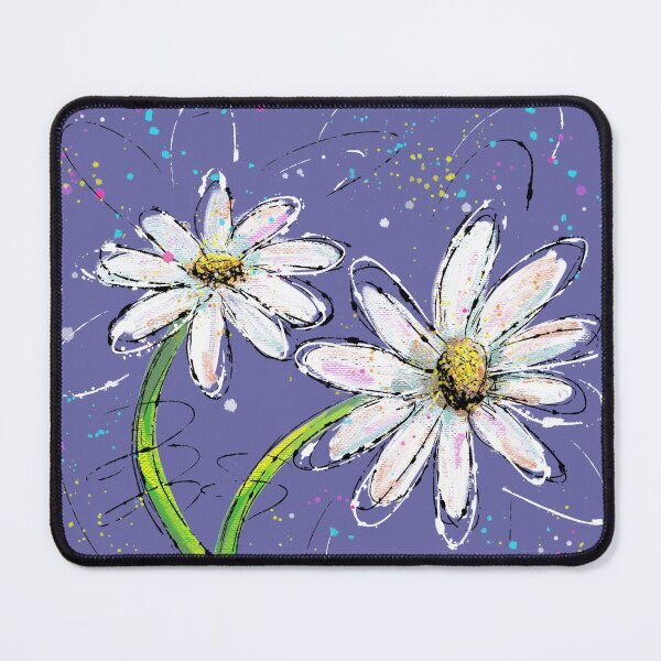Item preview, Happy Daisies with Messy Splashes on Very Peri Purple  designed and sold by wild.geranium.design.