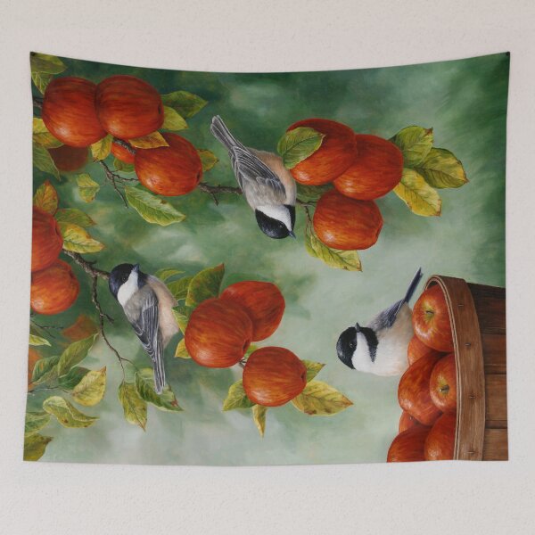 Item preview, Pintura de aves - Apple Harvest Chickadees designed and sold by csforest.