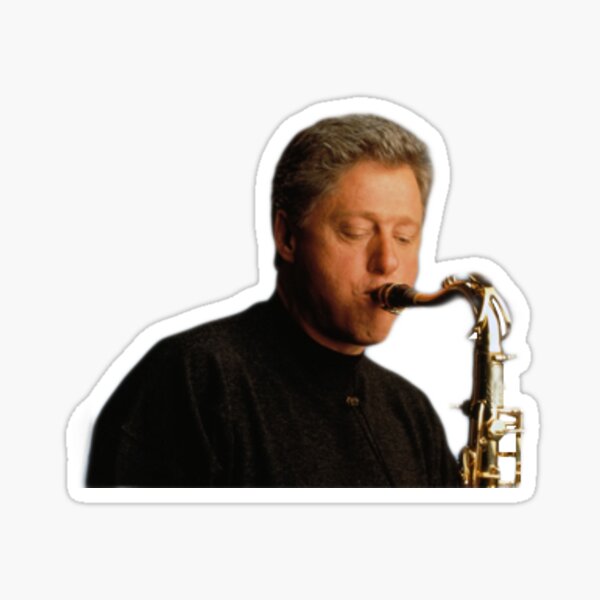 Bill Clinton Playing A Saxophone Sticker By Ihtustnm Redbubble