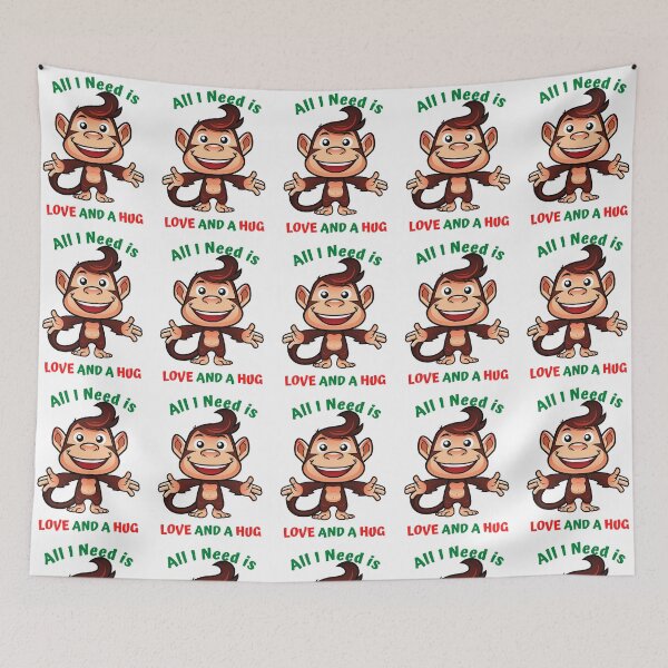Item preview, Funny Monkey is Happy because of Love and a Hug designed and sold by Hinny8.