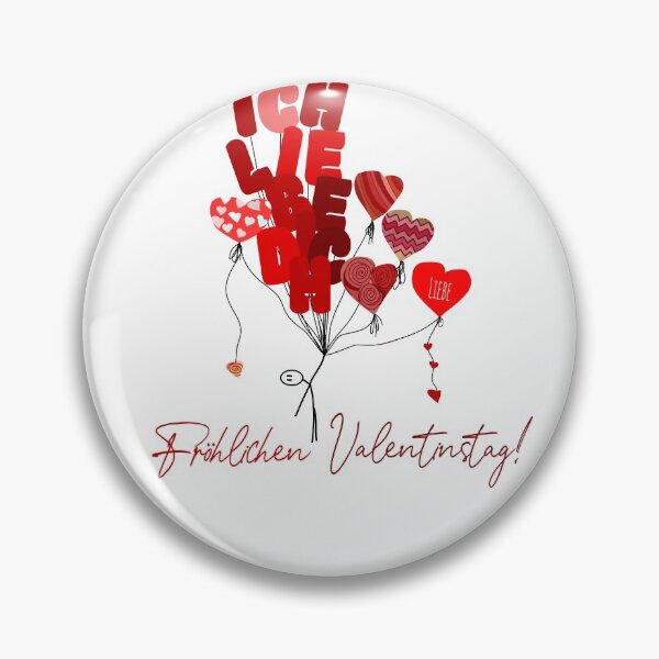 Item preview, "Fröhlichen Valentinstag!" and man holding balloons designed and sold by MC Art Studio.