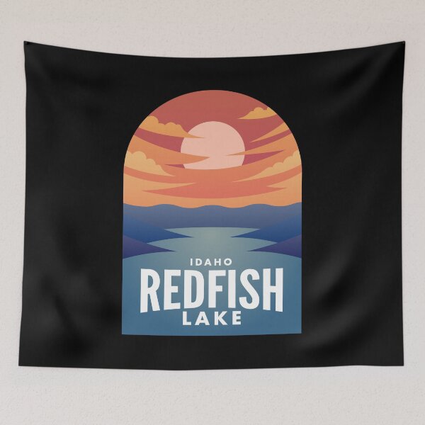 Aperçu de l'œuvre Redfish Lake Lake ID Retro Sunset créée et vendue par HalpinDesign.