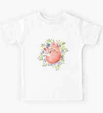 Sleeping fox and blue berries Kids Tee