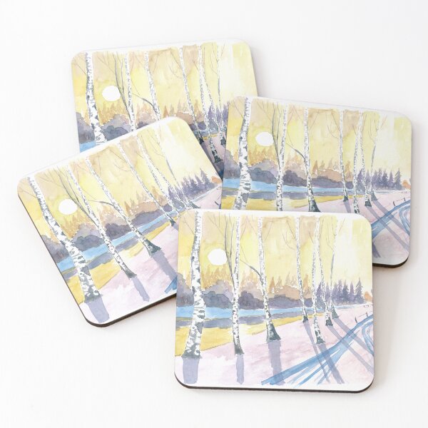 Item preview, Scandinavian Winter Walk Scene with Snow and Birch Forest designed and sold by artshop77.