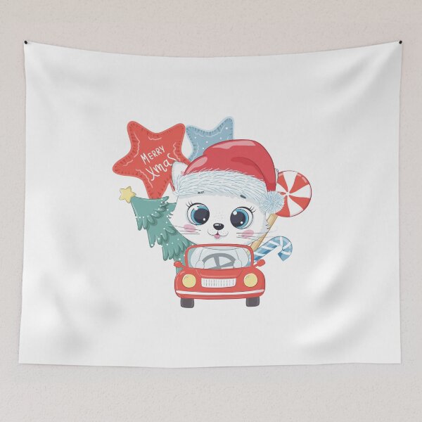 Item preview, Merry Christmas Cute Cat Driving A Car designed and sold by PoeticDesign.