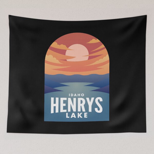 Aperçu de l'œuvre Henrys Lake Lake ID Retro Sunset créée et vendue par HalpinDesign.