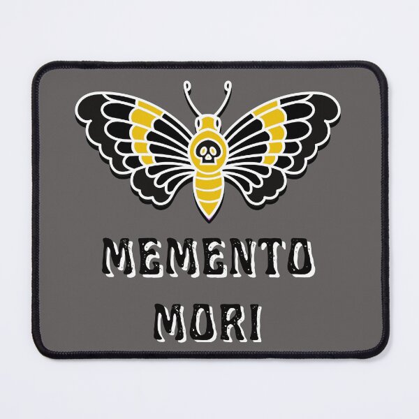 Item preview, Memento Mori Stoicism Latin "Remember You Must Die" Yellow Butterfly Skull designed and sold by LGbubble.