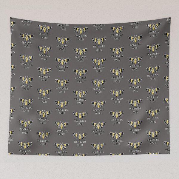 Item preview, Memento Mori Stoicism Latin "Remember You Must Die" Yellow Butterfly Skull  designed and sold by LGbubble.