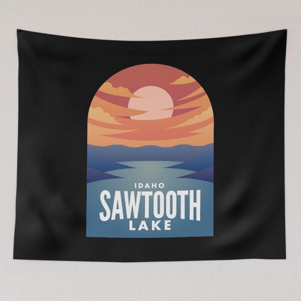 Aperçu de l'œuvre Sawtooth Lake Lake ID Retro Sunset créée et vendue par HalpinDesign.