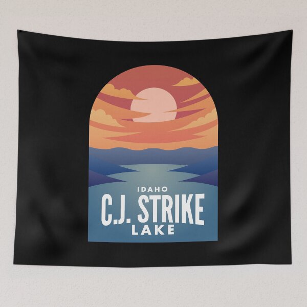 Aperçu de l'œuvre C.J. Strike Lake Lake ID Retro Sunset créée et vendue par HalpinDesign.