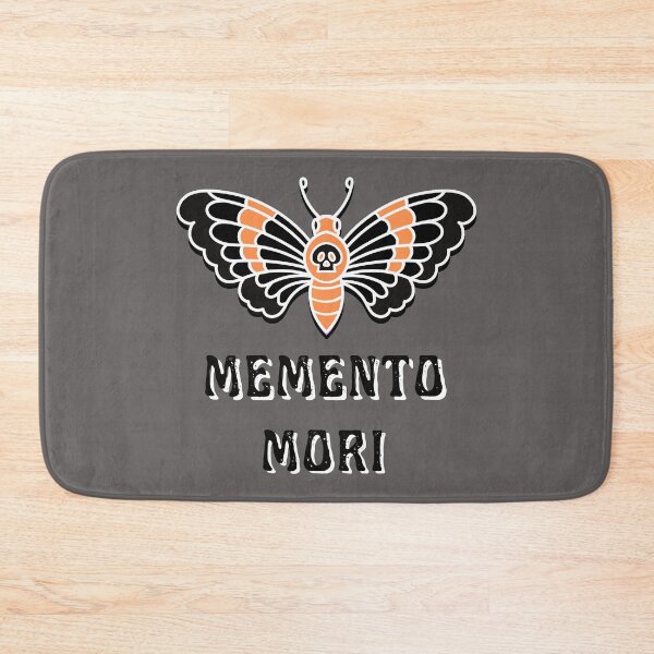 Item preview, Memento Mori Stoicism Latin "Remember You Must Die" Orange Butterfly Skull  designed and sold by LGbubble.