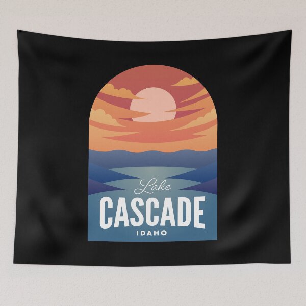 Aperçu de l'œuvre Lake Cascade Lake ID Retro Sunset créée et vendue par HalpinDesign.