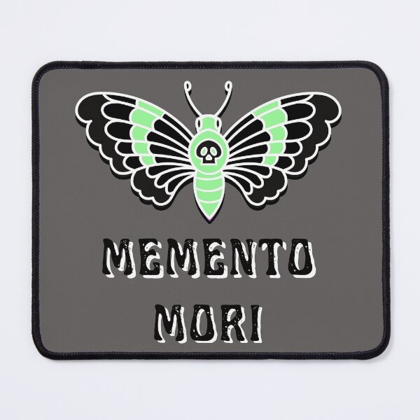 Item preview, Memento Mori Stoicism Latin "Remember You Must Die" Mint Butterfly Skull  designed and sold by LGbubble.