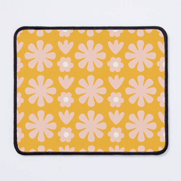 Item preview, Scandi Floral Grid Retro Flower Pattern in Mustard Yellow, Pale Blush Pink, and Cream designed and sold by kierkegaard.