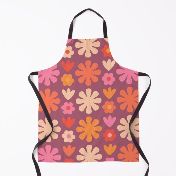 Item preview, Scandi Floral Grid Patrón de flores retro Rosa Púrpura Naranja designed and sold by kierkegaard.