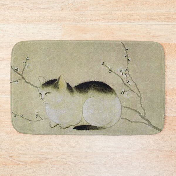 Item preview, Cat sleeping on a cherry blossom tree branch - shunso japanese artist designed and sold by Byfab.