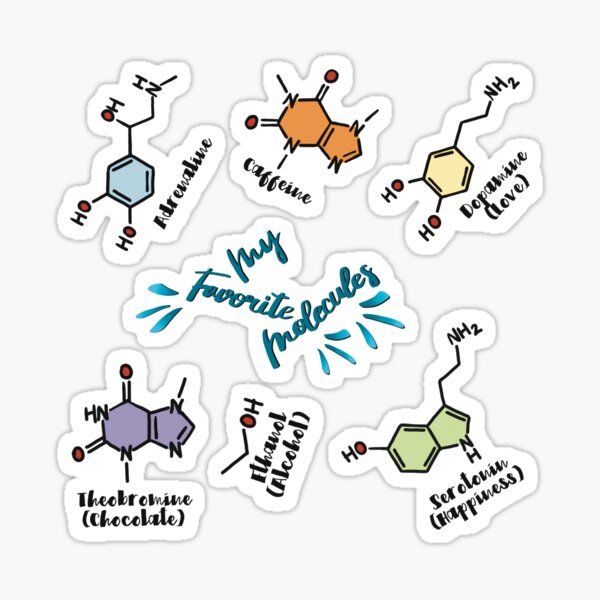 Artikel-Vorschau von Chemie ist großartig - Meine Lieblingsmoleküle (neu): Koffein, Adrenalin, Schokolade, Glück, Liebe, Alkohol, designt und verkauft von LiLohaveaplan.