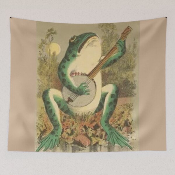 Item preview, Vintage Whimsical Frog Playing The Banjo In The Moonlight, Ribbit. Fun Frog Apparel and Decor designed and sold by lduke47.