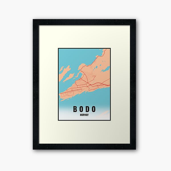Bodø map Norway Framed Art Print