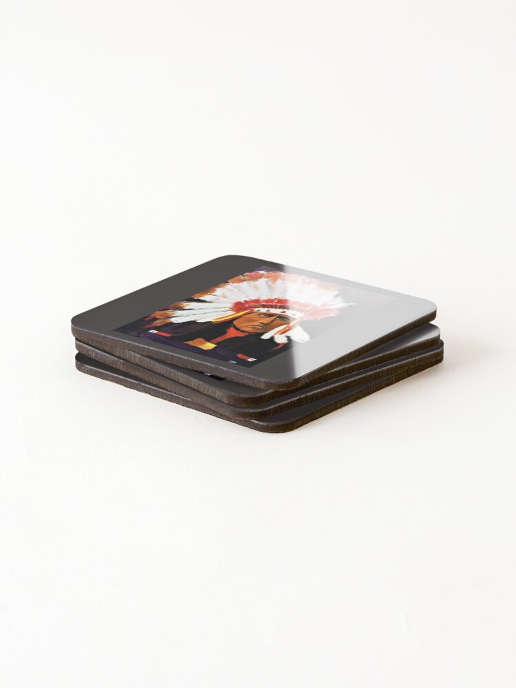 Thumbnail 4 of 5, Coasters (Set of 4), Native warrior designed and sold by Createaline.