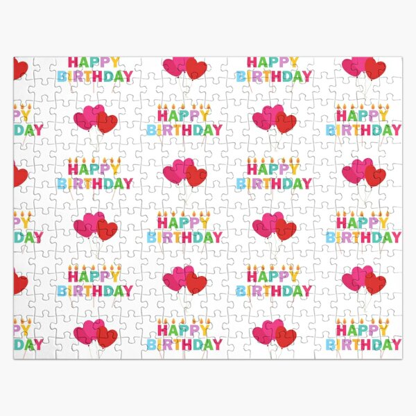 happy birthday with rainbow letters and a lot of love Jigsaw Puzzle