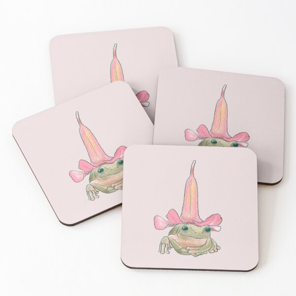 Item preview, cottagecore frog wearing a pink flower hat  designed and sold by haeng.un.