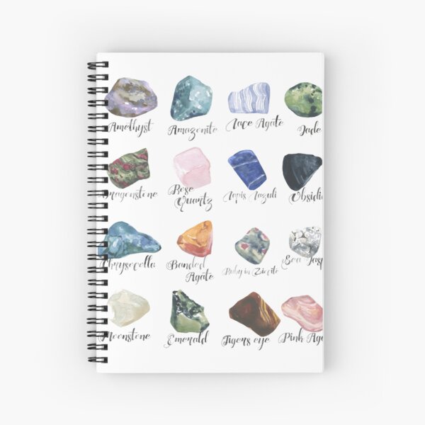 Watercolor gemstones geology print Spiral Notebook