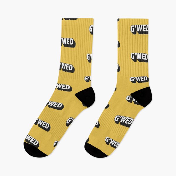 Item preview, G'wed Scouse slang in textured Black and White text on a yellow background designed and sold by HeffDesigns.