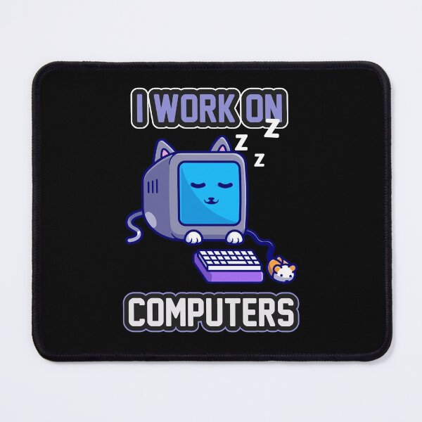 Item preview, Funny i work on computers - Cats and Computer For Pet Lovers designed and sold by Boum04.