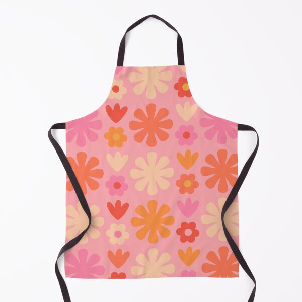 Item preview, Scandi Floral Grid Retro Flower Pattern Pink Orange Cream  designed and sold by kierkegaard.