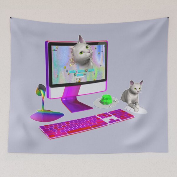 Item preview, vaporwave cat computer designed and sold by aciddes.