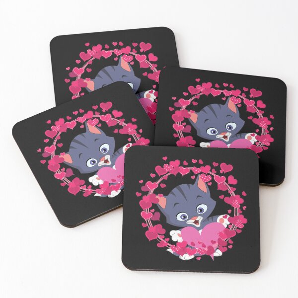 Item preview, Cute Tabby Kitten Cartoon Offering Hearts Design designed and sold by EarthArtDesigns.