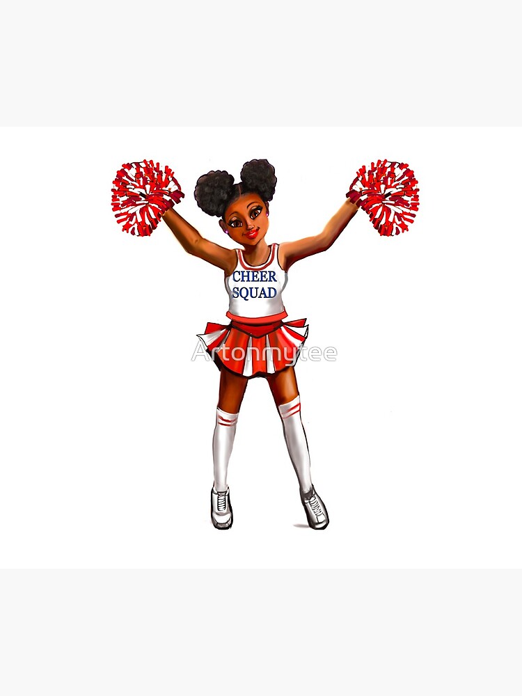Inspirational motivational affirmation Cheer leader with Pom poms - Cheer  Squad - anime girl cheerleader with Afro hair in puffs, brown eyes and dark  brown skin side profile. Hair love ! Mouse