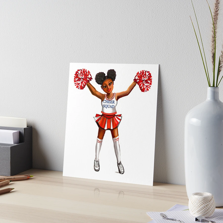 jamaican Inspirational motivational affirmation Cheer leader with Pom poms  - Cheer Squad - anime girl cheerleader with Afro
