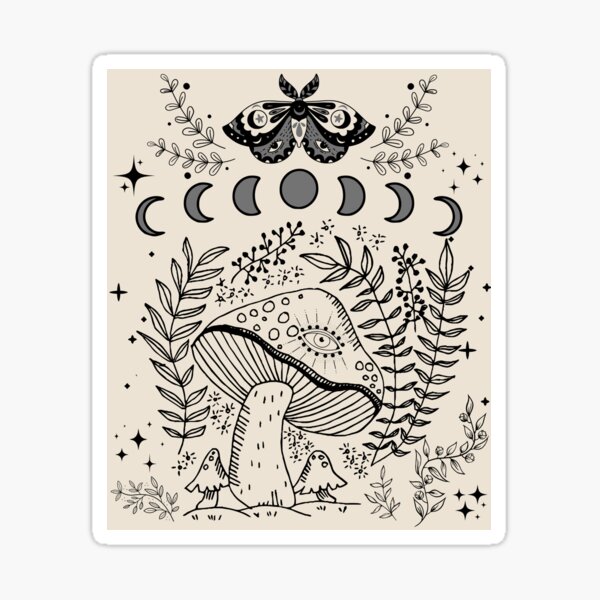 Item preview, Cottagecore Mushroom Moon Phases Ivory Aesthetic designed and sold by HypnoticHighs.