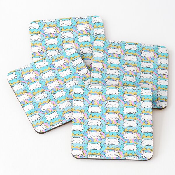 Item preview, Cute happy white cats eating yummy looking donuts pattern designed and sold by Purr95.