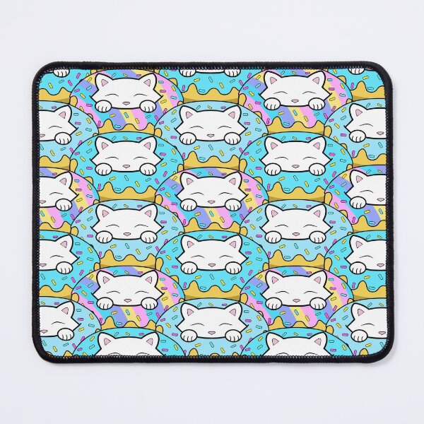 Item preview, Cute happy white cats eating yummy looking donuts pattern designed and sold by Purr95.