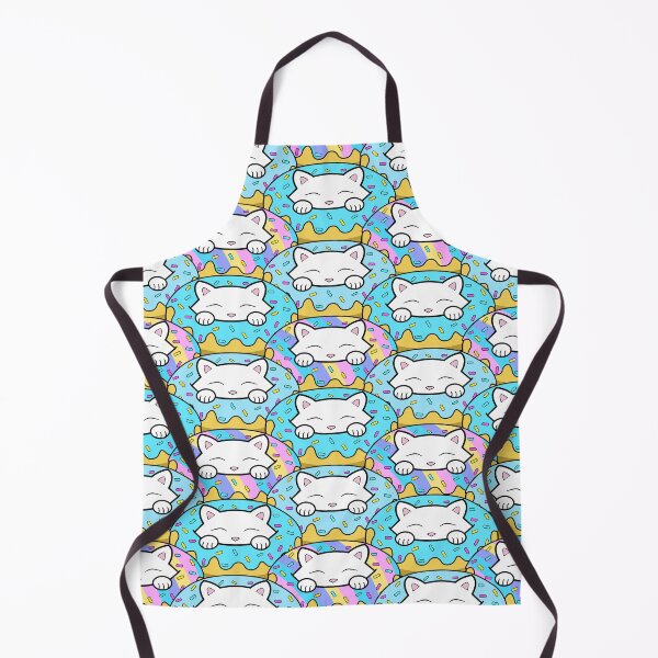 Item preview, Cute happy white cats eating yummy looking donuts pattern designed and sold by Purr95.