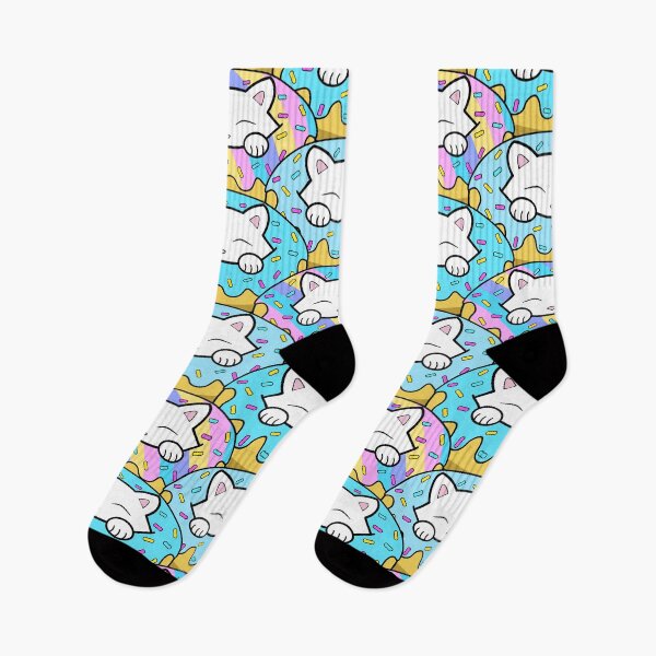 Item preview, Cute happy white cats eating yummy looking donuts pattern designed and sold by Purr95.