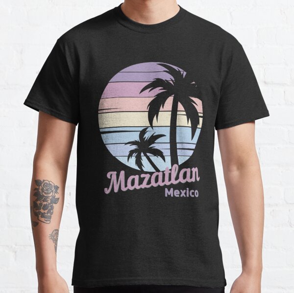 Mazatlan Mexico Beach Summer Vacation Palm Trees Sunset Men Vacation Funny Gifts  Mens Back Print T-shirt