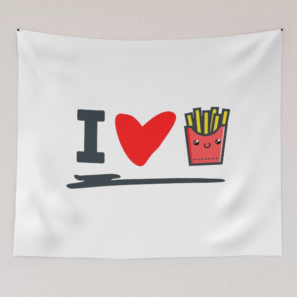 Aperçu de l'œuvre Funny I Heart French Fries Kawaii Love for French Fries créée et vendue par wingstar.