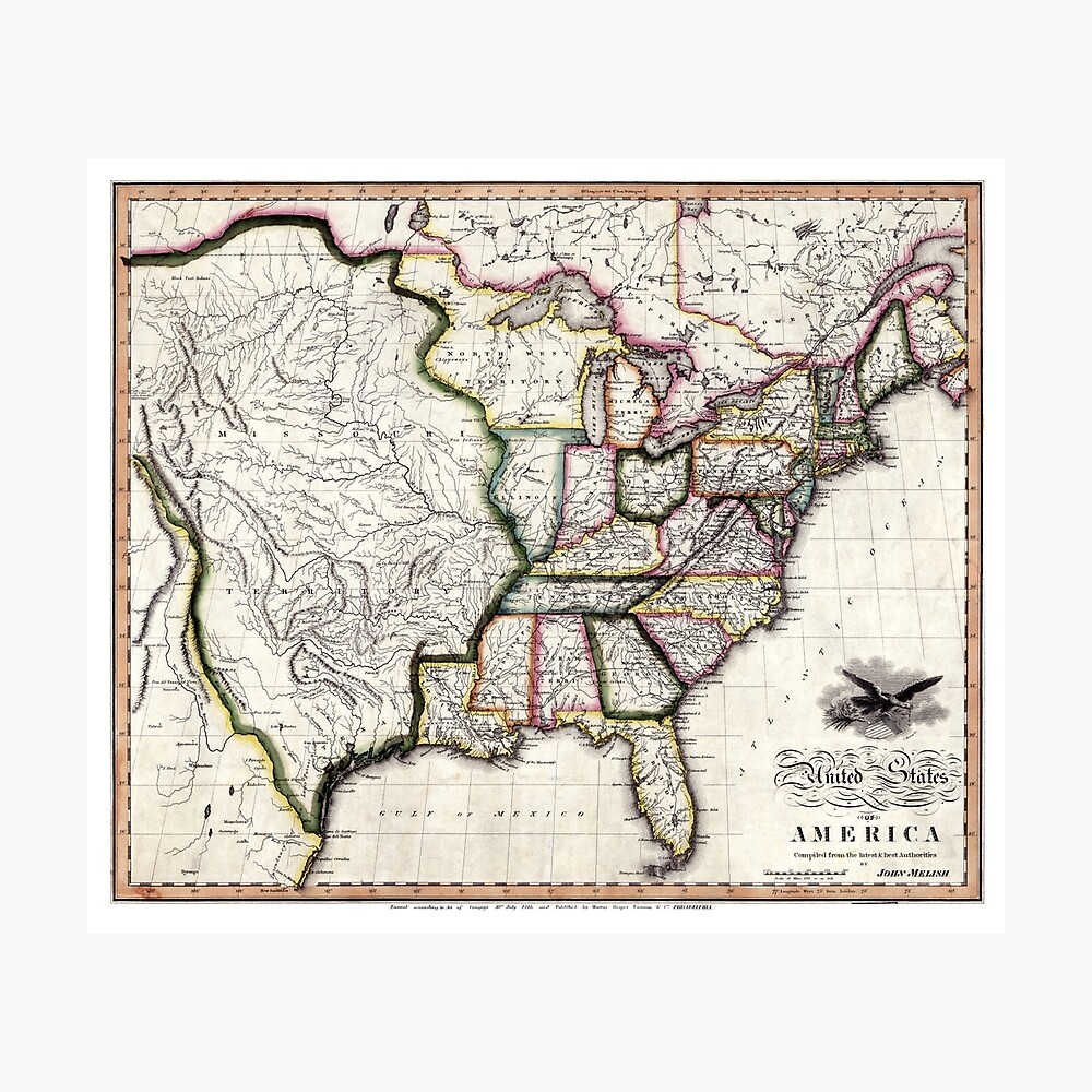 United States Of America Melish John 1818 Poster By