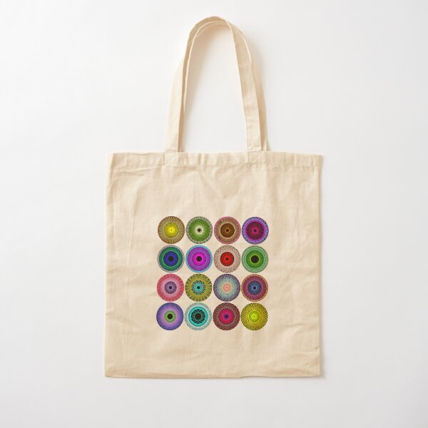 Colorful String Stars on Black Cotton Tote Bag