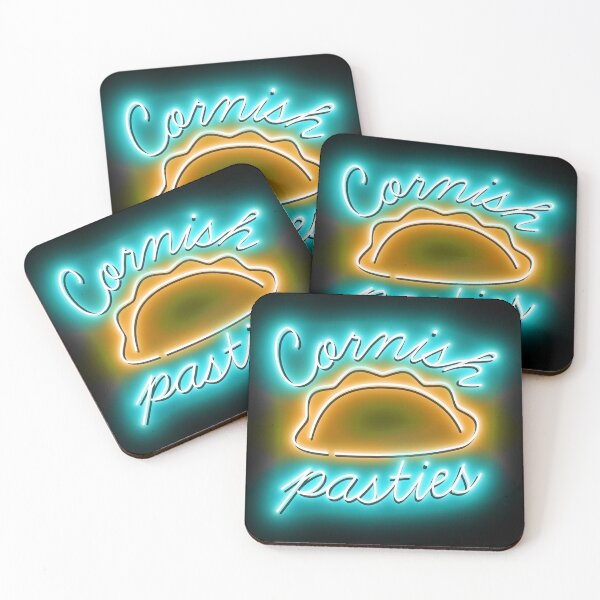 Item preview, Cornish Pasties Neon Lights Blue Gold British Food designed and sold by cashewdays.