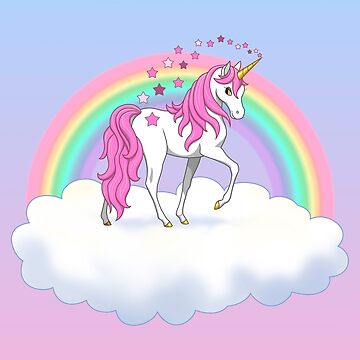 Artwork thumbnail, Pretty Pink Mane Unicorn and Stars by csforest