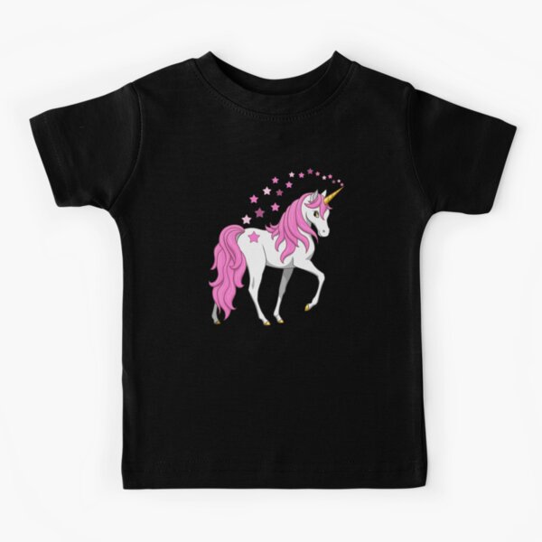 Pretty Pink Mane Unicorn and Stars Kids T-Shirt