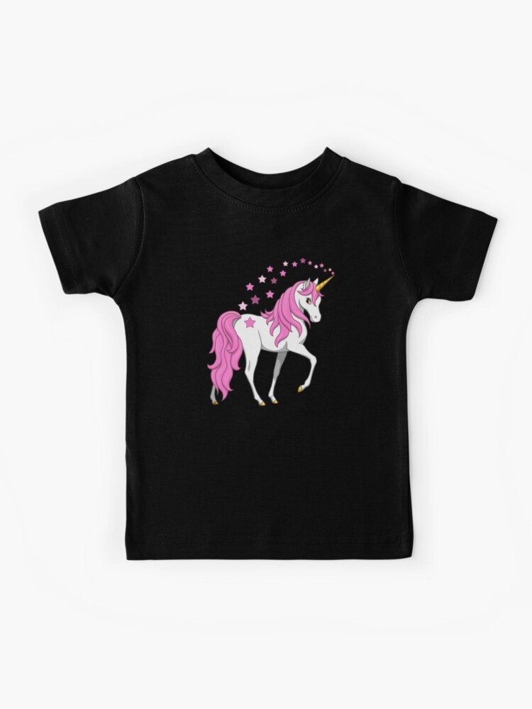 Thumbnail 1 of 2, Kids T-Shirt, Pretty Pink Mane Unicorn and Stars designed and sold by csforest.