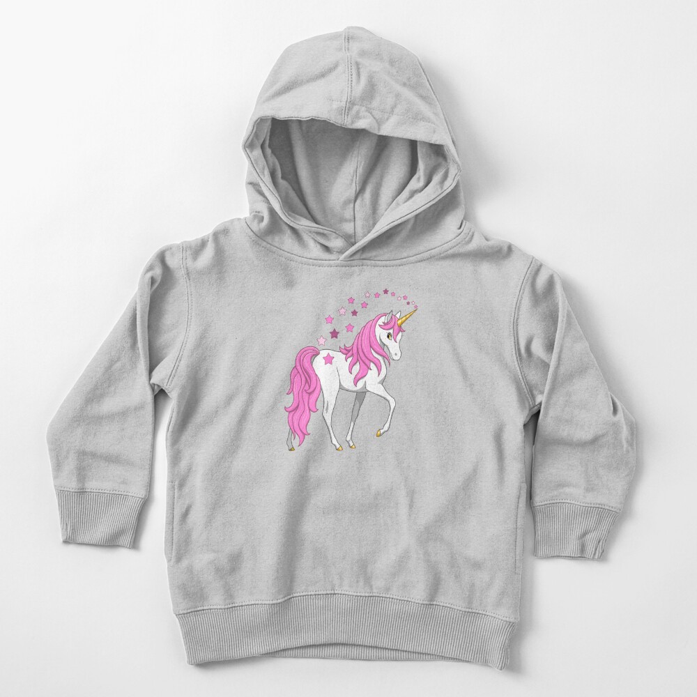Pretty Pink Mane Unicorn and Stars Toddler Pullover Hoodie