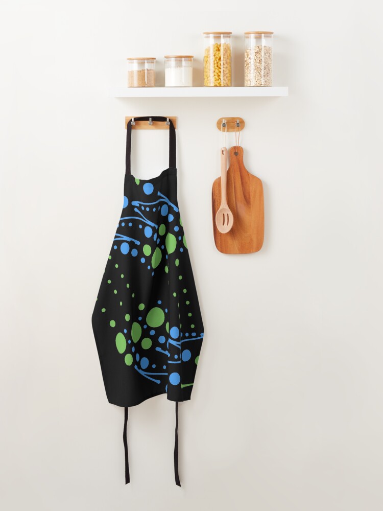 Alternate view of Green Blue Abstract Infinity Circles and Lines Artwork Apron