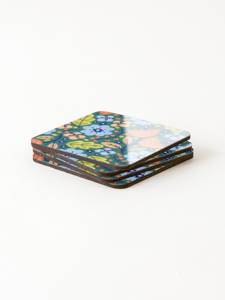 Thumbnail 4 of 5, Coasters (Set of 4), Colorful Flowers Pattern designed and sold by InnaPo.